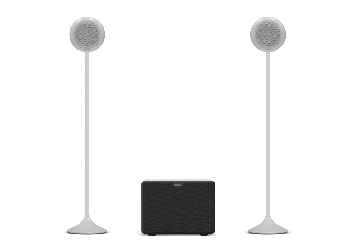 аудиосистема evosound sphere белая с напольными покрытием